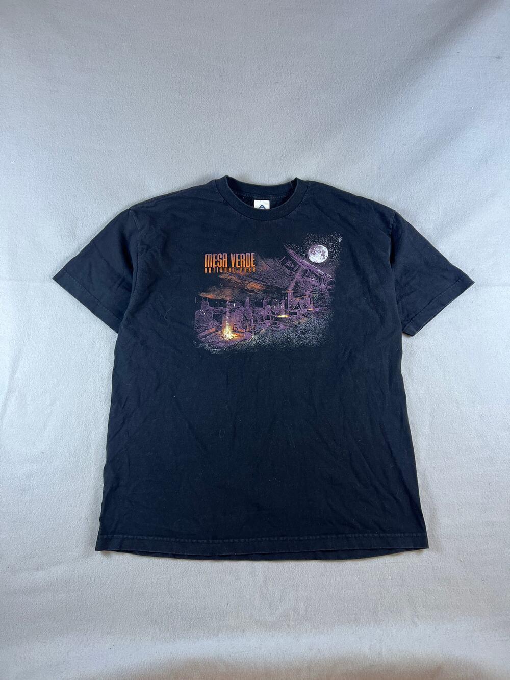 Vintage Mesa Verde National Park T-Shirt Mens XL Black Graphic Single Stitch Tee
